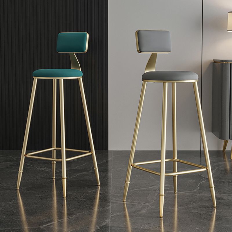 Nordic Armless Backrest Counter Stool Steel Cafe Bar Stool with Velvet Cushion and Pedal Clearhalo 'Bar Furniture' 'Bar Stools' 'bar_stools' 'furn' 'furn_bar_stools' 'Furniture' 'furniture_bar_stools' 'Kitchen & Dining Furniture' 1200x1200_0b068658-ff81-44fb-8e8c-85f564d184f7