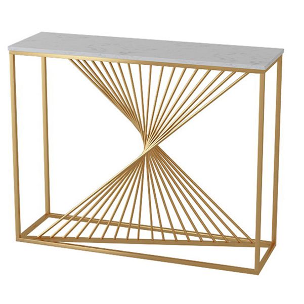 Glam Marble Console Table 12" W White Rectangle Sofa Table for Hall Clearhalo 'Console Tables' 'console_tables' 'Entry & Mudroom Furniture' 'furn' 'furn_console_tables' 'Furniture' 1200x1200_0b092eb7-05e8-4ca7-be8d-211119436750