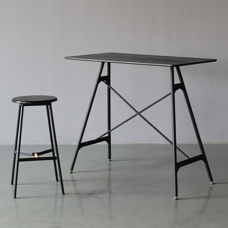 Modern Rectangle Bar Counter Table Wooden Dining Table with Metal Legs Clearhalo 'Bar Furniture' 'Bar Tables' 'bar_tables' 'furn' 'furn_bar_tables' 'Furniture' 'furniture_bar_tables' 'Kitchen & Dining Furniture' 1200x1200_0b099398-4d0a-4633-8839-678cea67222d