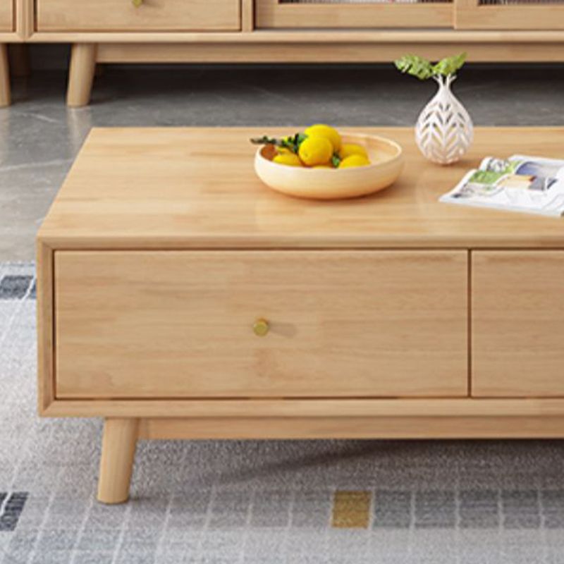 Wooden Coffee Table with 2 Drawers and 4 Wooden Legs in Brone for Living Room Clearhalo 'Coffee & Accent Tables' 'Coffee Tables' 'coffee_tables' 'furn' 'furn_coffee_tables' 'Furniture' 'Living Room Furniture' 1200x1200_0b09b14a-3737-484b-8bce-a651763b6345
