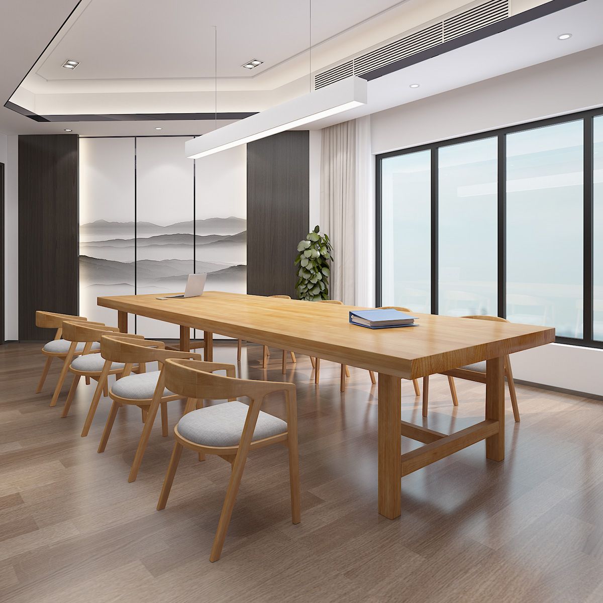 Vast hout rechthoekige vergadertafel kantoor eenvoud schrijven bureau