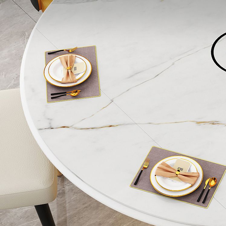 Glam 1/4/7/9 Pieces Scalable Dinette Set with Sintered Stone Top Round Dining Table Set Clearhalo 'Dining Room Sets' 'Dining Tables & Seating' 'dining_room_set' 'furn' 'furn_dining_room_set' 'Furniture' 'furniture_dining_room_set' 'Kitchen & Dining Furniture' 1200x1200_0b0ca703-abde-4a30-8e50-0b2a3e0233f2