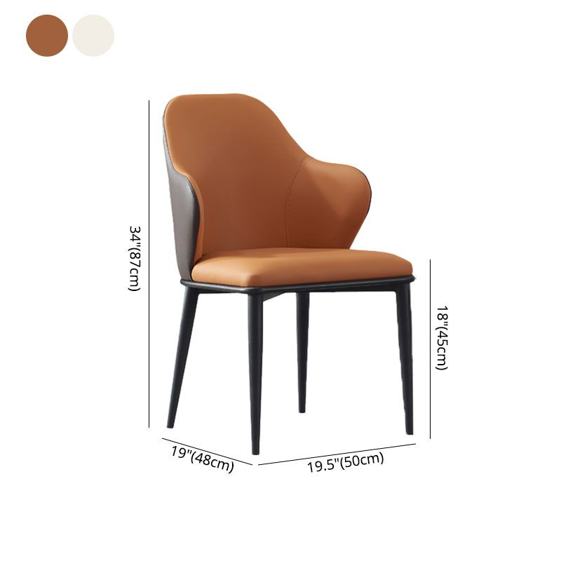 Minimalist Style Leather Dining Chair Solid Back Arm Upholstered Single Chair Clearhalo ' kitchen&dining_furn' 'Dining Chairs' 'Dining Tables & Seating' 'dining_chair' 'furn' 'furn_dining_chair' 'Furniture' 'furniture_dining_chair' 'Kitchen & Dining Furniture' 'kitchen' 1200x1200_0b0cfb92-2e1f-4a2f-8833-e685b4c38c1a