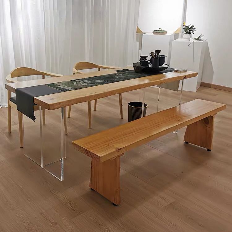 Solid Wood Top Dining Table Rectangle Pine Wood Table with Sled Base Clearhalo 'Dining Tables & Seating' 'Dining Tables' 'dining_table' 'furn' 'furn_dining_table' 'Furniture' 'furniture_dining_table' 'Kitchen & Dining Furniture' 'kitchen' 'kitchen_dining_table' 1200x1200_0b0d0b40-f906-4cb9-9848-f7c3498ad3f0