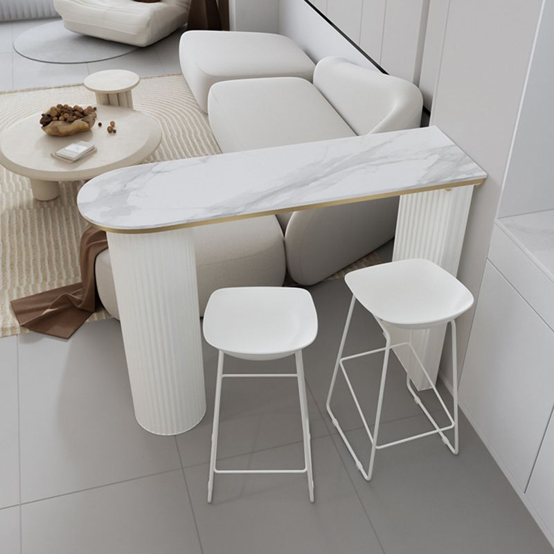 Faux Marble Bistro Bar Table Double Pedestal Bar Table for Living Room Clearhalo 'Bar Furniture' 'Bar Tables' 'bar_tables' 'furn' 'furn_bar_tables' 'Furniture' 'Kitchen & Dining Furniture' 1200x1200_0b0e9129-0192-4f95-afd0-c5061a6380bc