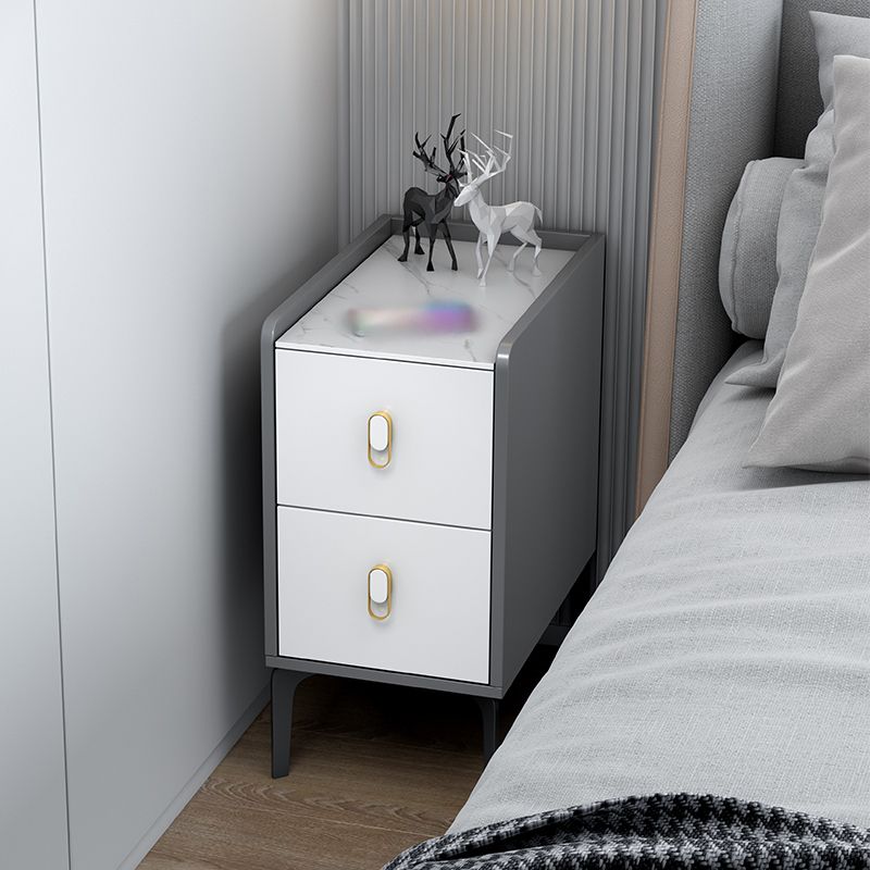 20 "H Stone Top Night Table Moderne 2-lading opslagpoten Inclusief bed nachtkastje