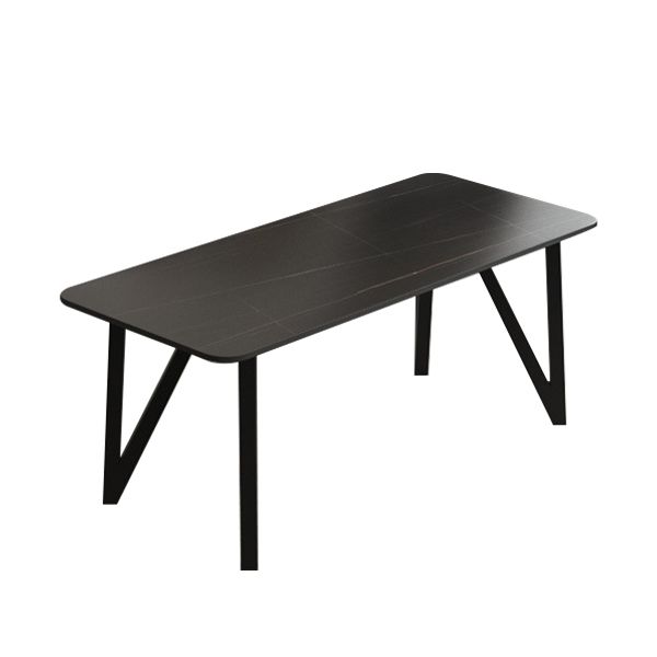 Mesa de comedor rectangular 4 Mesa de comedor de piernas en marco negro para cocina