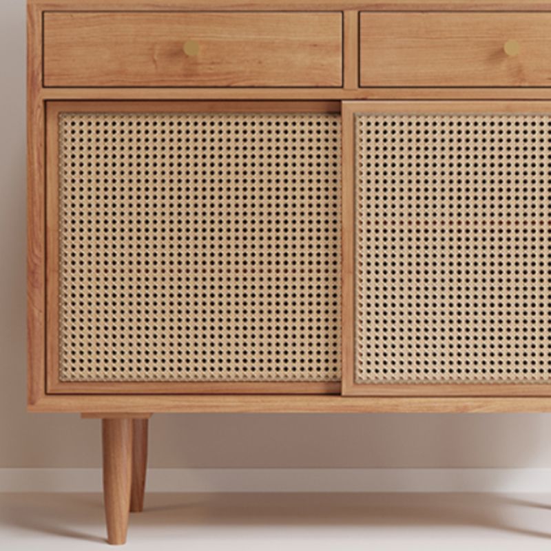 Server in legno solido in pino marrone in stile contemporaneo con cassetto