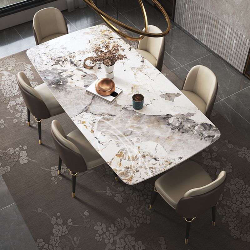 Metal Traditional Luxury Rectangle Table Sintered Stone Table for Dining Room and Kitchen Clearhalo ' dining_table' 'Dining Tables & Seating' 'Dining Tables' 'furn' 'furn_dining_table' 'Furniture' 'furniture_dining_table' 'Kitchen & Dining Furniture' 'kitchen&dining_furn' 'kitchen' 'kitchen_dining_table' 1200x1200_0b16724c-eb48-40bb-92e4-ded00d2d4902