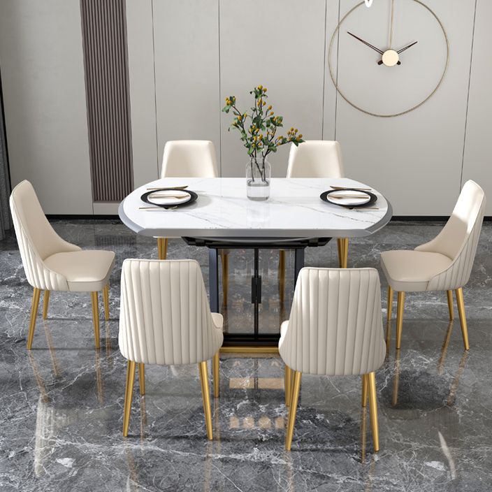 Glam Style Side Chair Parsons Leather Dining Chair with Gold Frame Clearhalo 'Dining Chairs' 'Dining Tables & Seating' 'dining_chair' 'furn' 'furn_dining_chair' 'Furniture' 'Kitchen & Dining Furniture' 1200x1200_0b183efd-8882-41ea-be51-1a470f0f3e65