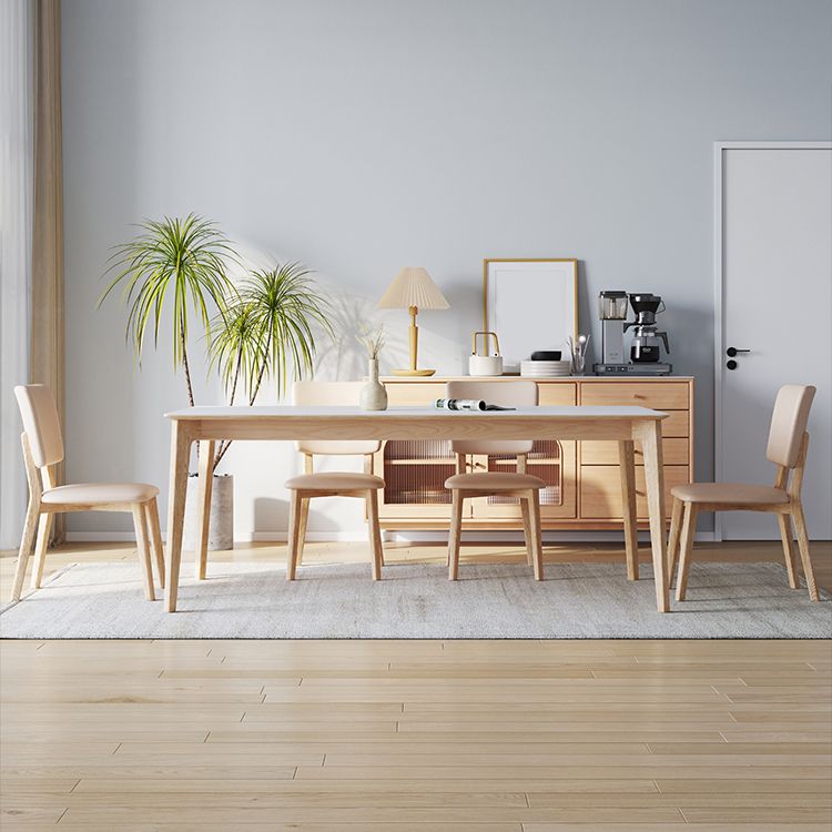 Contemporary Rectangular White Stone Dining Table with 4 Foot Clearhalo 'Dining Tables & Seating' 'Dining Tables' 'dining_table' 'furn' 'furn_dining_table' 'Furniture' 'Kitchen & Dining Furniture' 1200x1200_0b193e66-4f88-4773-beec-260fa75202b7