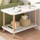 Scandinavian Rectangular End Table Wooden Top Side Table with Shelf for Living Room