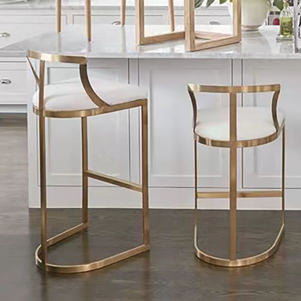 White Upholstered Bar Stools Backrest Counter Stool with Metal Base Clearhalo 'Bar Furniture' 'Bar Stools' 'bar_stools' 'furn' 'furn_bar_stools' 'Furniture' 'Kitchen & Dining Furniture' 1200x1200_0b1ade5d-d11b-4cfc-8f27-2d96257a5815