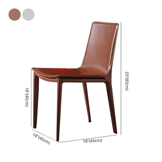 Designer Style Leather Restaurant Side Chair Solid Back Dining Chair (Set of 2) Clearhalo ' kitchen&dining_furn' 'Dining Chairs' 'Dining Tables & Seating' 'dining_chair' 'furn' 'furn_dining_chair' 'Furniture' 'furniture_dining_chair' 'Kitchen & Dining Furniture' 'kitchen' 1200x1200_0b1f04c4-f8ea-4efe-82b6-7d9faa942572