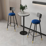 Glam Metal Barstool Velvet Footrest Low Back Stool in Matte Finish for Home