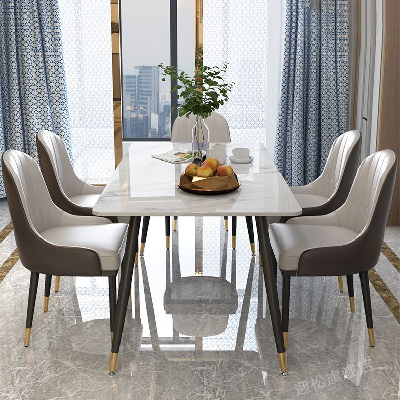 Tripod Base Dining Table Traditional Luxury Rectangle Stone and Iron Dining Table Clearhalo 'Dining Tables & Seating' 'Dining Tables' 'dining_table' 'furn' 'furn_dining_table' 'Furniture' 'furniture_dining_table' 'Kitchen & Dining Furniture' 1200x1200_0b1fee45-e790-49c9-a882-ac80c4003f6d