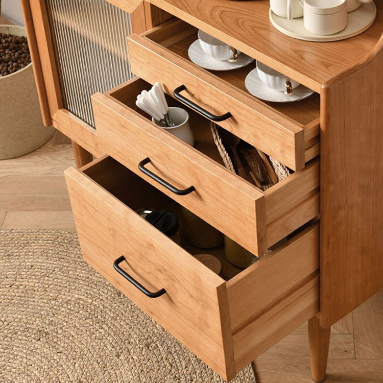 Rectangle Glass Paned Accent Cabinet Industrial Natural Finish Storage Cabinet Clearhalo 'Cabinets & Chests' 'cabinets_chests' 'furn' 'furn_cabinets_chests' 'Furniture' 'Living Room Furniture' 1200x1200_0b23382d-1c7a-4001-9f07-d11f2eccacea