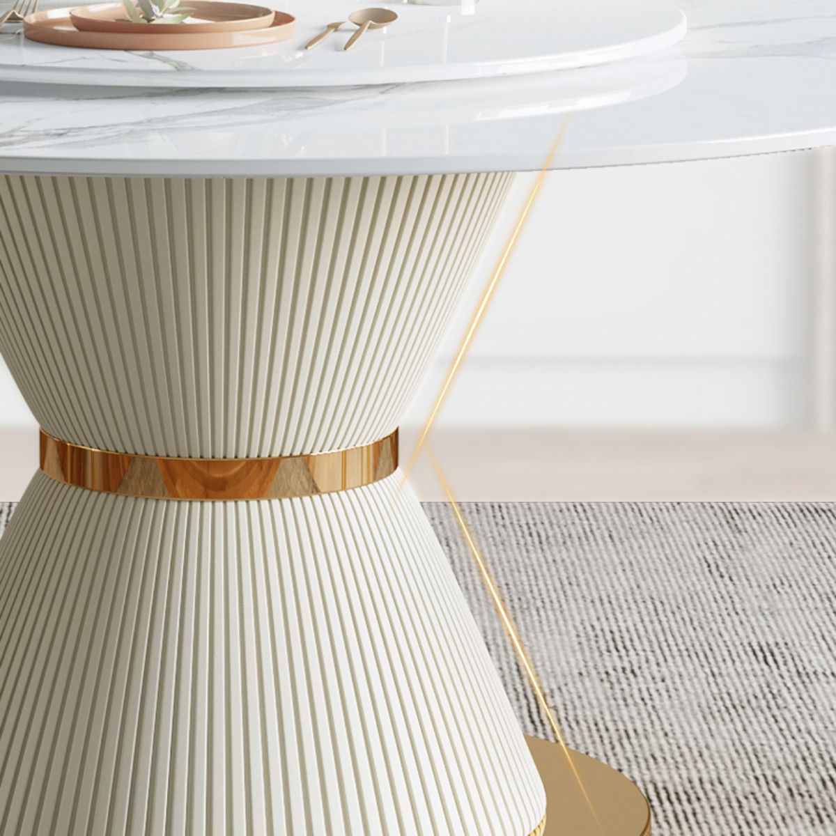 Luxury Round Dining Table Solid Wood Pedestal Dining Table for Dining Room