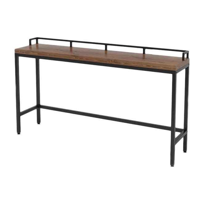 Rectangular Pine Wood Top Bistro Table Industrial Bar Table with Trestle Base in Black Clearhalo 'Bar Furniture' 'Bar Tables' 'bar_tables' 'furn' 'furn_bar_tables' 'Furniture' 'Kitchen & Dining Furniture' 1200x1200_0b26a66d-1936-46bc-80e2-ca2d60f444e5