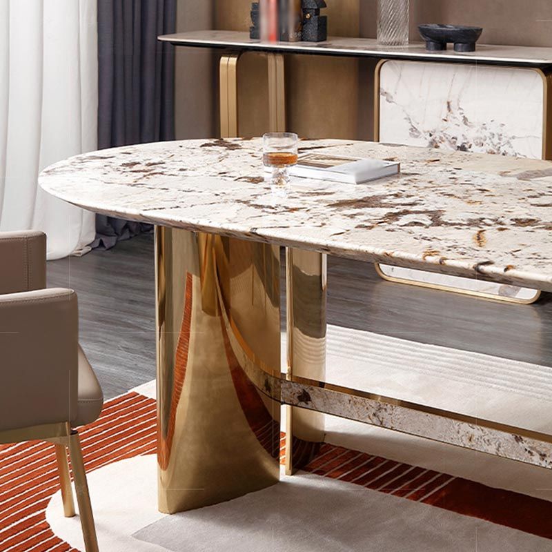 Traditional Luxury Dining Table Marble Oval Dining Table for Home