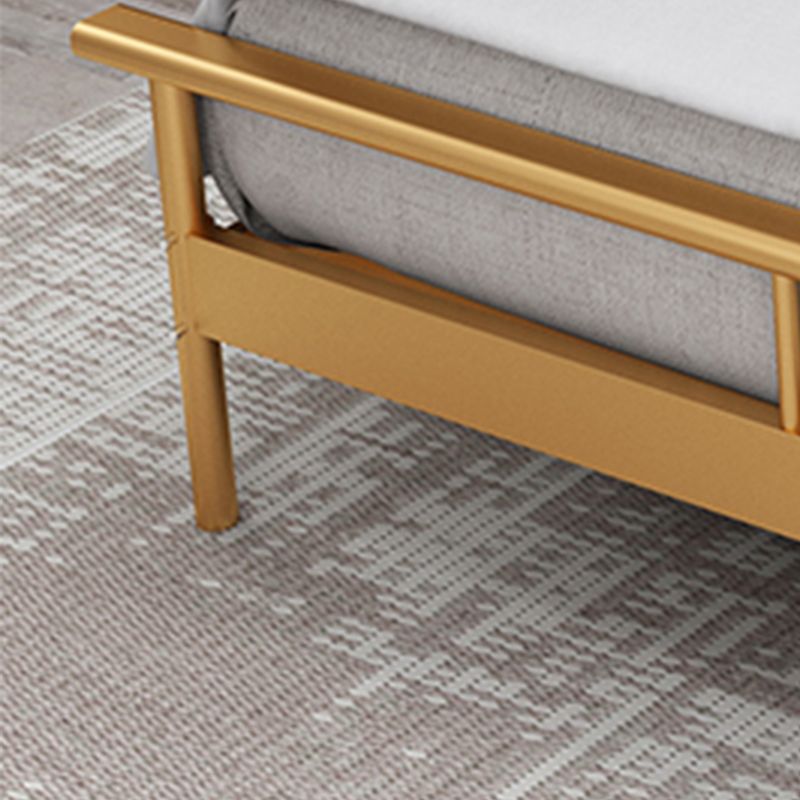 Glam Iron Slat Bed with Metal Legs and Rectangular Spindle Headboard