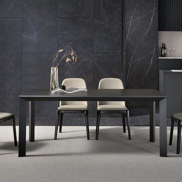 Industrial Dining Sintered Stone Table Dining Rectangle Table with Metal Legs for Home Clearhalo 'Dining Tables & Seating' 'Dining Tables' 'dining_table' 'furn' 'furn_dining_table' 'Furniture' 'Kitchen & Dining Furniture' 1200x1200_0b2b4730-ba83-4ff3-8e3b-e677e2119d55