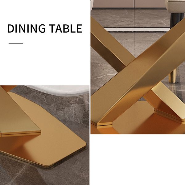 Modern Marble Table Set of 5/7 with Rectangle Table Dining Set with PU Leather Chairs Clearhalo 'Dining Room Sets' 'Dining Tables & Seating' 'dining_room_set' 'furn' 'furn_dining_room_set' 'Furniture' 'furniture_dining_room_set' 'Kitchen & Dining Furniture' 'kitchen&dining_furn' 'kitchen' 1200x1200_0b2b7c62-7c5a-4b32-bbf1-48e7d5117b03