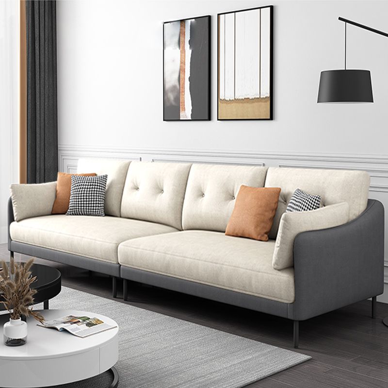 Contemporary Faux Leather Sloped Arm Sofa with Bolster Pillows for Apartment Clearhalo 'furn' 'furn_sofas' 'Furniture' 'furniture_sofas' 'kitchen' 'kitchen_sofas' 'Living Room Furniture' 'Sofa' 'sofas' 1200x1200_0b2d3fa7-7da1-419a-bd4d-43506423d92a