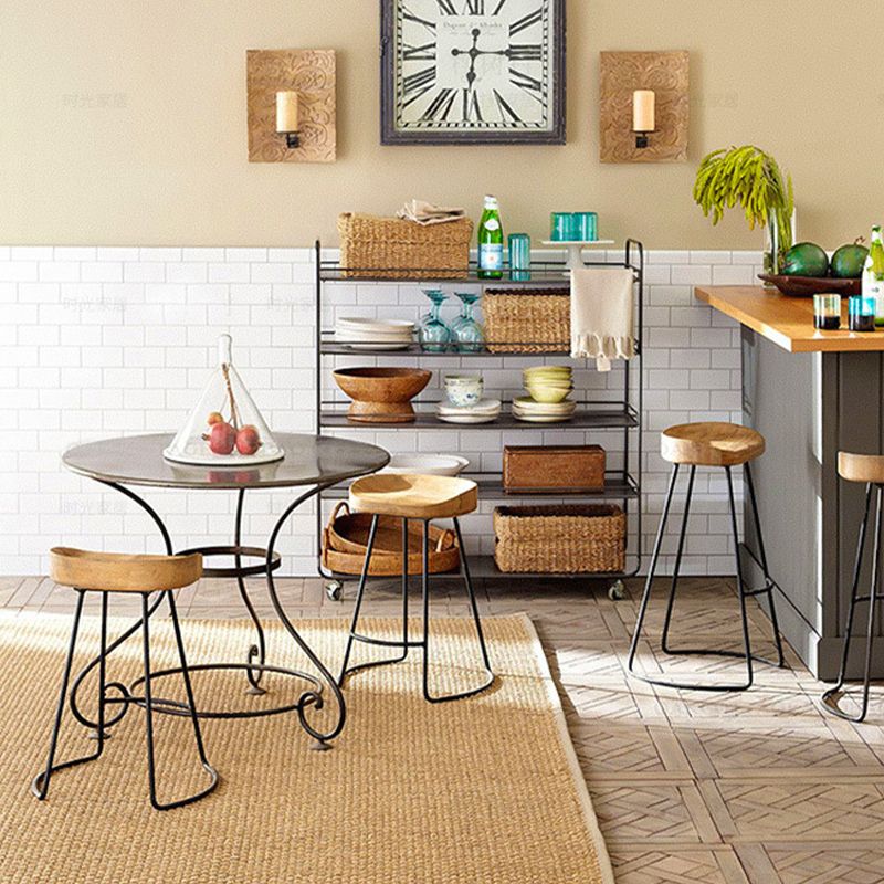 Contemporary Style Counter Stool Solid Wood Saddle Seat Bar Stool with Metal Base Clearhalo 'Bar Furniture' 'Bar Stools' 'bar_stools' 'furn' 'furn_bar_stools' 'Furniture' 'Kitchen & Dining Furniture' 1200x1200_0b2dd8ab-0b37-4282-b8b6-6673a3332ce9