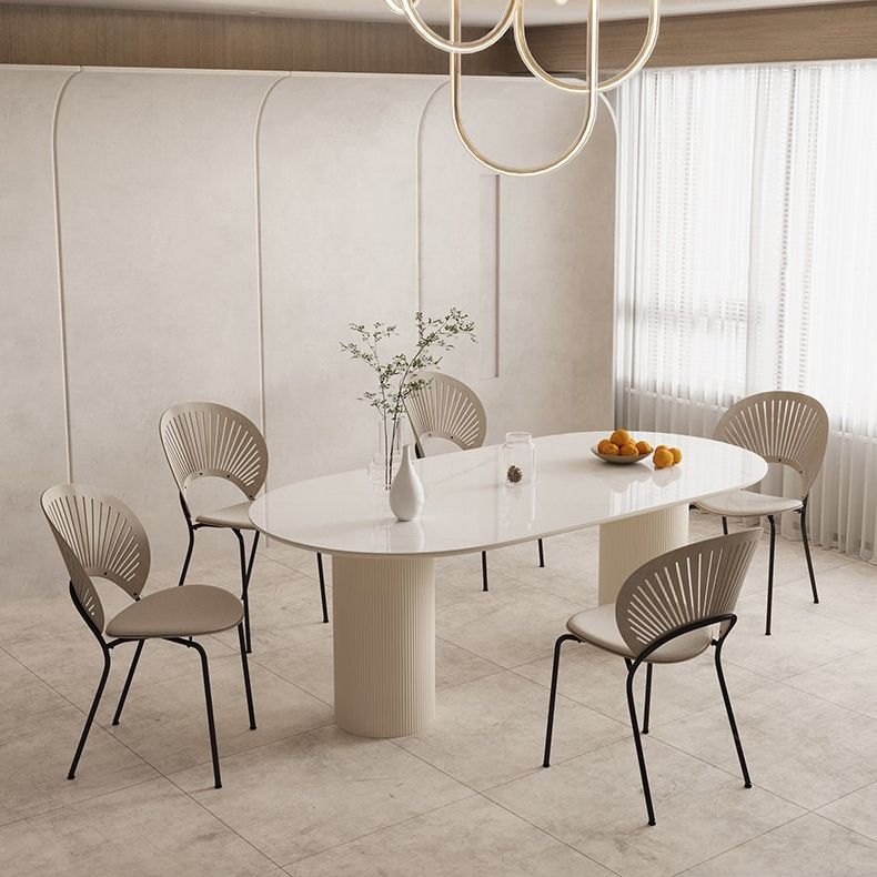 Moderne stijl ovale tafel set 1/4/5/6/7 stukken eetgelegenheid met metalen poten