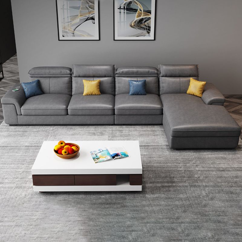 4-seat Sewn Pillow Back Faux Leather Sofa Vintage Pillow Top Arm Sofa Clearhalo 'furn' 'furn_sectionals' 'Furniture' 'Living Room Furniture' 'Sectionals' 1200x1200_0b31fb25-49b5-4cd3-acb6-c9b290c521a8