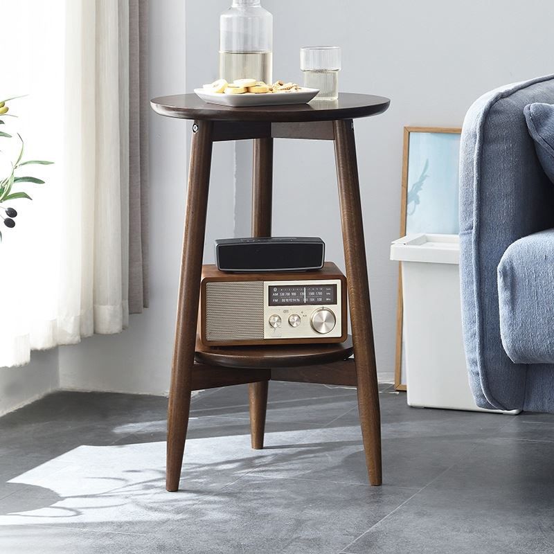 Solid Wood Round Top Side Table 23.6" Tall 3 Legs End Table with Shelf Clearhalo 'Coffee & Accent Tables' 'End & Side Tables' 'end_side_tables' 'furn' 'furn_end_side_tables' 'Furniture' 'Living Room Furniture' 1200x1200_0b32a726-f1d0-4a87-a845-57020897f291