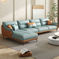 Blue and Orange Pillow Top Arm Sectional Sofa 35.43"H Slipcovered Cushion Back Sofa Clearhalo 'furn' 'furn_sectionals' 'Furniture' 'furniture_sectionals' 'Living Room Furniture' 'Sectionals' 1200x1200_0b34ebde-ea11-4061-a409-9dece9a90061