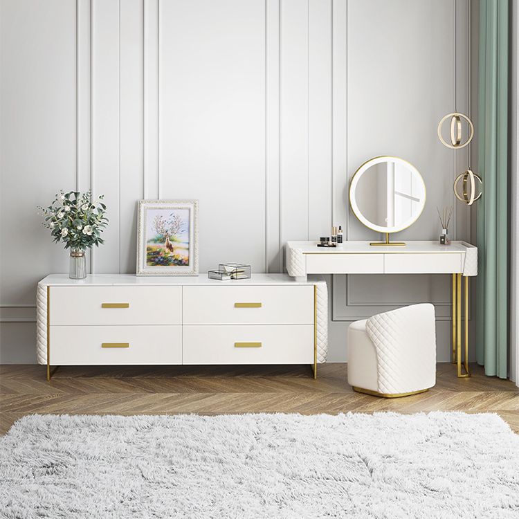White Make-up Vanity 17.71" Wide Makeup Vanity Desk Table with 6 Drawers Clearhalo 'Bedroom Furniture' 'furn' 'furn_makeup_vanities' 'Furniture' 'Makeup Vanities' 'makeup_vanities' 1200x1200_0b35558a-d7a6-4ee5-be9d-12e95f0898d3