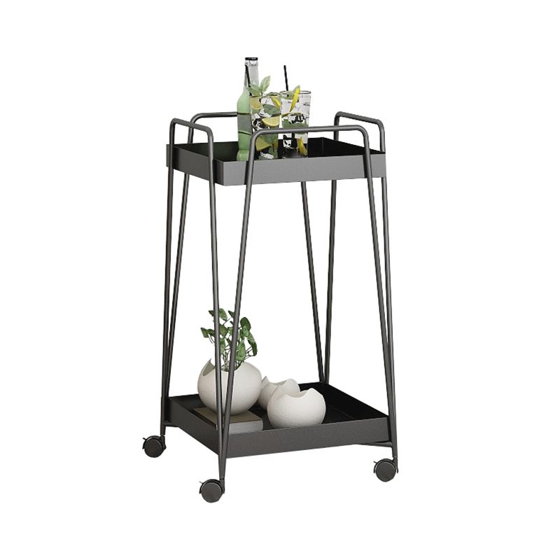 Mesa de esquina cuadrada de mediados de siglo Bandeja de metal de la bandeja de metal Topil final con almacenamiento