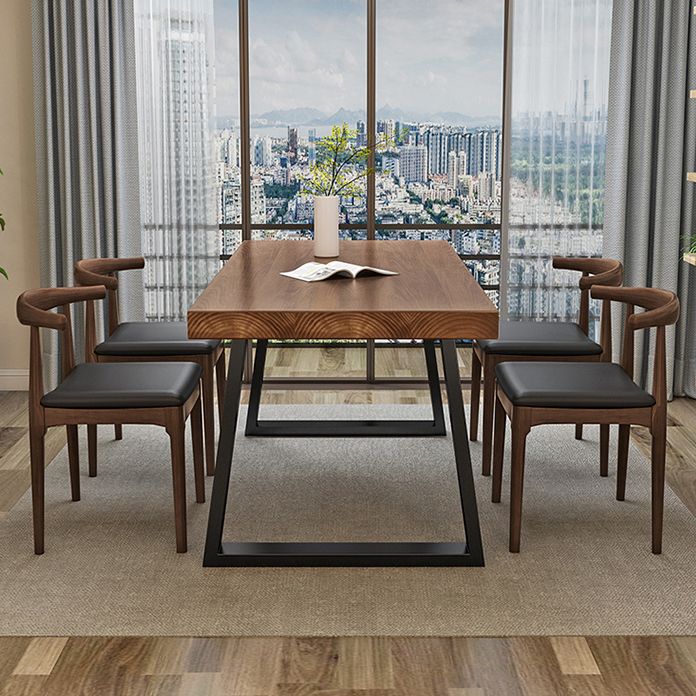 Simple Solid Wood Kitchen Dining Table Brown Rectangle Shape Dining Table with Double Pedestal Base Clearhalo ' dining_table' 'Dining Tables & Seating' 'Dining Tables' 'furn' 'furn_dining_table' 'Furniture' 'furniture_dining_table' 'Kitchen & Dining Furniture' 'kitchen&dining_furn' 'kitchen' 'kitchen_dining_table' 1200x1200_0b37508f-aa0e-42b9-bd01-e892f2c8b719
