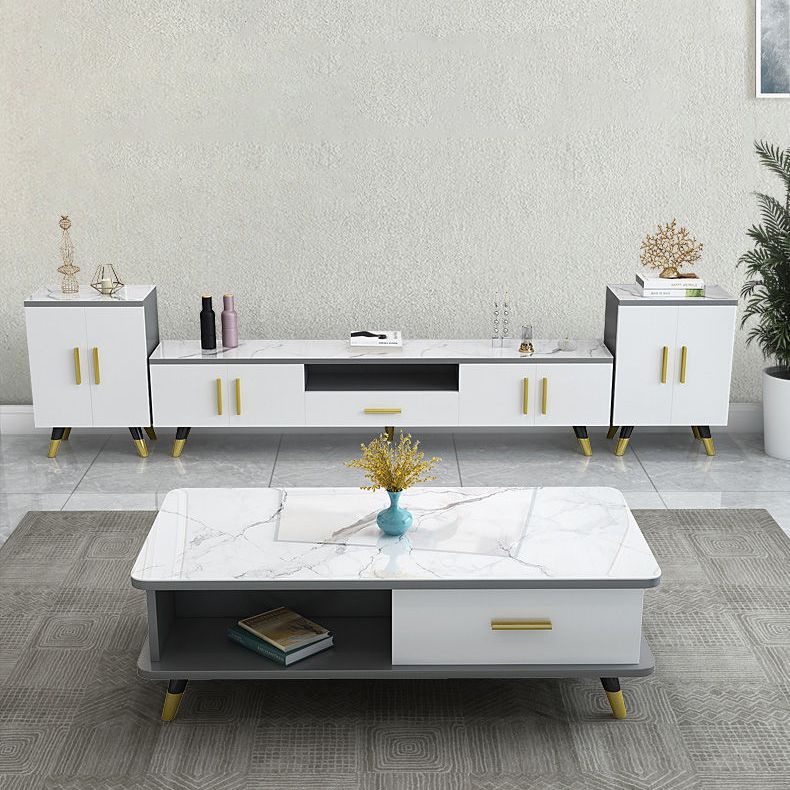14" W Modern TV Media Stand Open Shelving TV Media Console with Drawers Clearhalo 'furn' 'furn_tv_stands_entertainment_centers' 'Furniture' 'Living Room Furniture' 'TV Stands & Entertainment Centers' 'TV Stands & Media Storage Furniture' 'tv_stands_entertainment_centers' 1200x1200_0b38a919-0a41-41ba-8a2a-f22424e6a52d