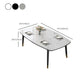 Mesa de comedor rectangular estilo Glam, mesa de comedor con tapa de piedra y 4 patas