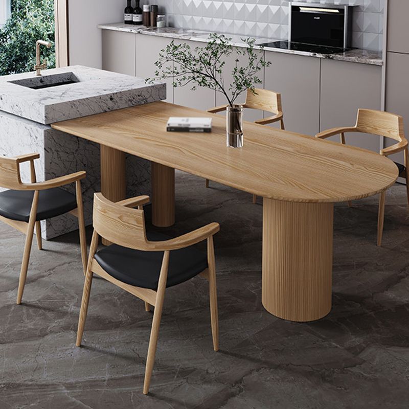 Simple Style Home Solid Wood Dining Table Freeform Shape Table with Double Pedestal Base Clearhalo ' dining_table' 'Dining Tables & Seating' 'Dining Tables' 'furn' 'furn_dining_table' 'Furniture' 'furniture_dining_table' 'Kitchen & Dining Furniture' 'kitchen&dining_furn' 'kitchen' 'kitchen_dining_table' 1200x1200_0b392754-efe0-4f24-b3a3-0a64875ff253