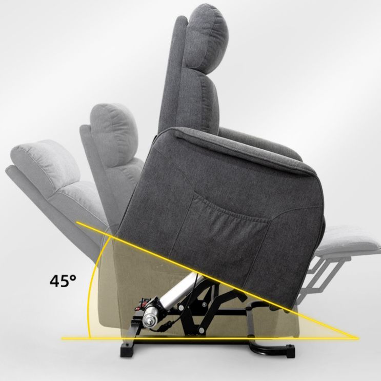 Sedia reclinabile in velluto in polvere grigio.