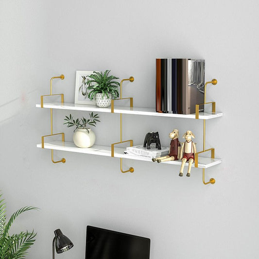 Libreria a parete aperta a parete aperta in metallo glam in metallo per camera da letto