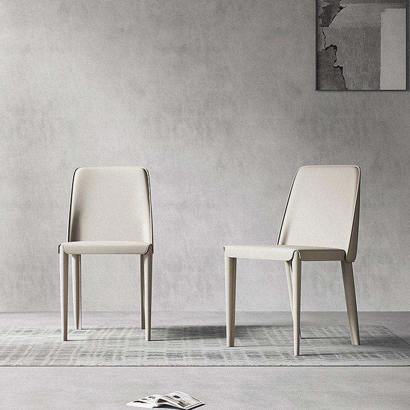 Contemporary Leather Dining Chairs Armless Solid Back Chair for Kitchen Clearhalo ' kitchen&dining_furn' 'Dining Chairs' 'Dining Tables & Seating' 'dining_chair' 'furn' 'furn_dining_chair' 'Furniture' 'furniture_dining_chair' 'Kitchen & Dining Furniture' 'kitchen' 1200x1200_0b3a8d19-08ea-41df-bdc4-9598fb71e0da