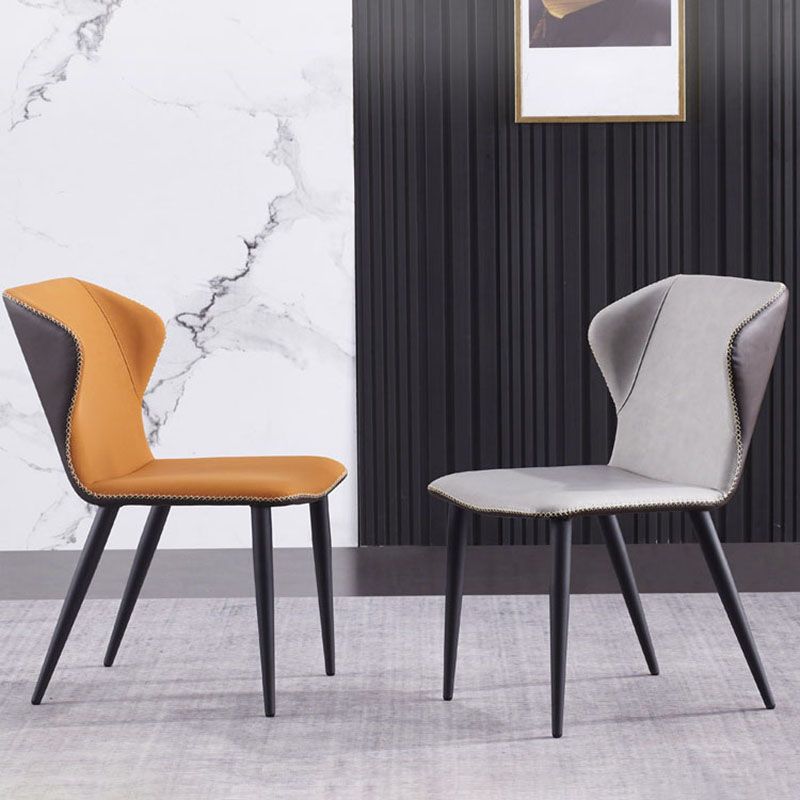Contemporary Dining and Accent Chairs Matte Finish Leather Curved Wingback Side Chair Clearhalo 'Dining Chairs' 'Dining Tables & Seating' 'dining_chair' 'furn' 'furn_dining_chair' 'Furniture' 'Kitchen & Dining Furniture' 1200x1200_0b3ae5f7-aa64-4b0e-b583-72b3bc9f67ab