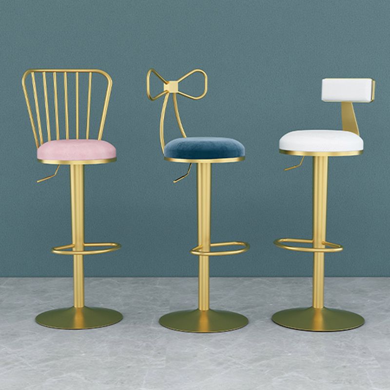 Glam Liftable Backrest Counter Stool Iron Household Bar Stool with Cushion Clearhalo 'Bar Furniture' 'Bar Stools' 'bar_stools' 'furn' 'furn_bar_stools' 'furniture_bar_stools' 'Kitchen & Dining Furniture' 'kitchen&dining_furn' 'kitchen' 'kitchen_furn' Furniture' 1200x1200_0b3c77a2-e3d4-46eb-b09f-1f3241e3abb1