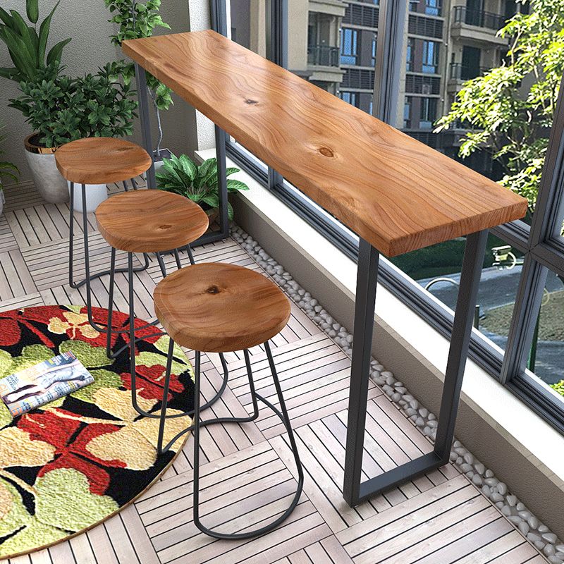 Modern Solid Wood Pub/Bar Table Sled Natural Balcony Bar Dining Table, Only Table Clearhalo 'Bar Furniture' 'Bar Tables' 'bar_tables' 'furn' 'furn_bar_tables' 'Furniture' 'furniture_bar_tables' 'Kitchen & Dining Furniture' 1200x1200_0b3dfc05-b942-47bf-84eb-8ed5eddd7365