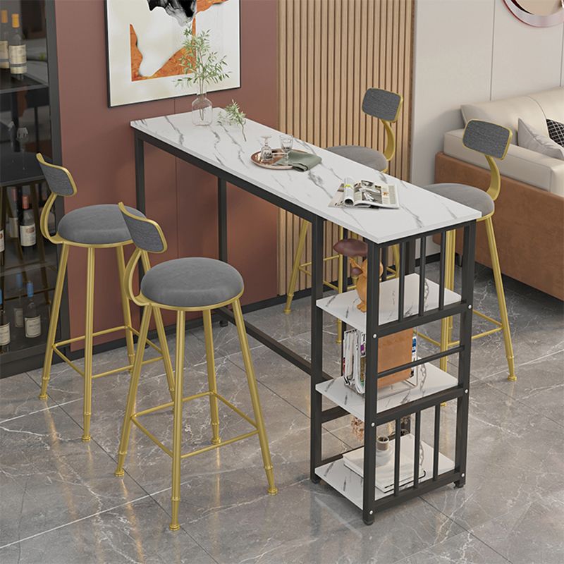 Mesa de bar rectangular con tapa de madera sintética, mesa de pub moderna con estructura de metal
