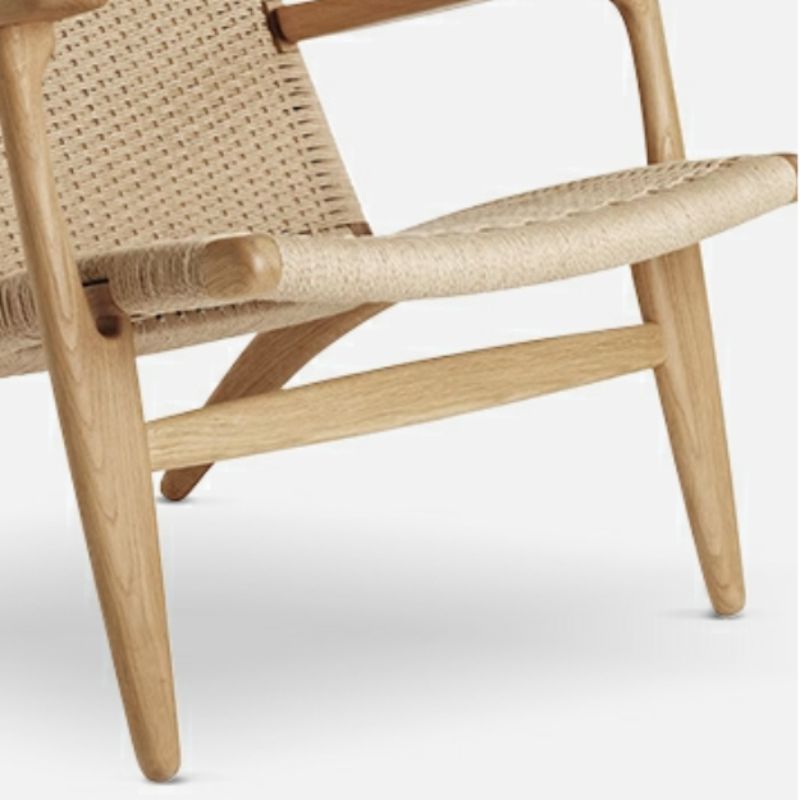 Solid Wood Frame Dining Arm Chair Indoor Arm Chair in Black and Natural