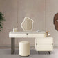 Contemporary Beige Makeup Vanity Desk with Drawers and Wooden Top