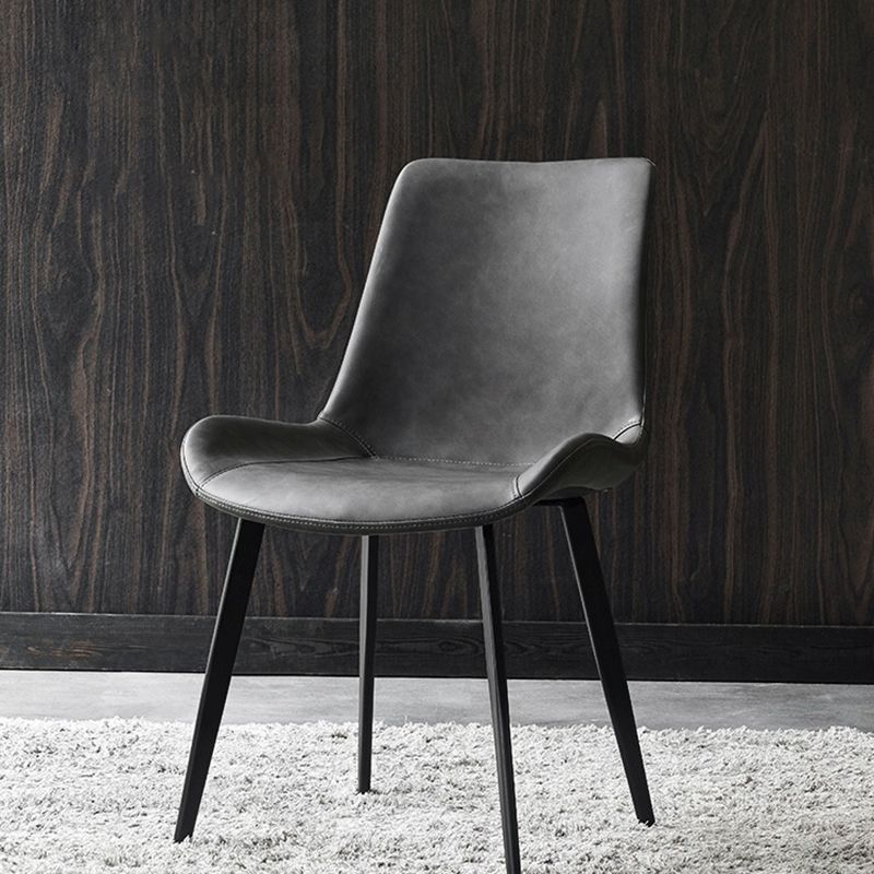 Contemporary Design Leather Dining Chairs Solid Back Armless Side Chairs Clearhalo ' kitchen&dining_furn' 'Dining Chairs' 'Dining Tables & Seating' 'dining_chair' 'furn' 'furn_dining_chair' 'Furniture' 'furniture_dining_chair' 'Kitchen & Dining Furniture' 'kitchen' 1200x1200_0b3f789c-5ba1-4207-b696-dae207c99a87