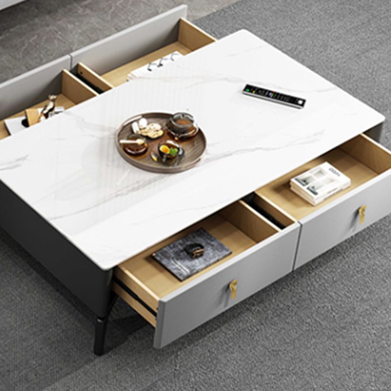 Rechthoekige leisteen 4 poten salontafel modern 1 single met 4 laden